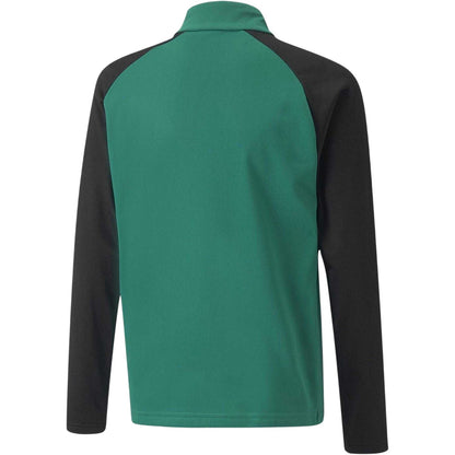 Green - Back - Puma Childrens-Kids TeamLIGA Quarter Zip Fleece Top