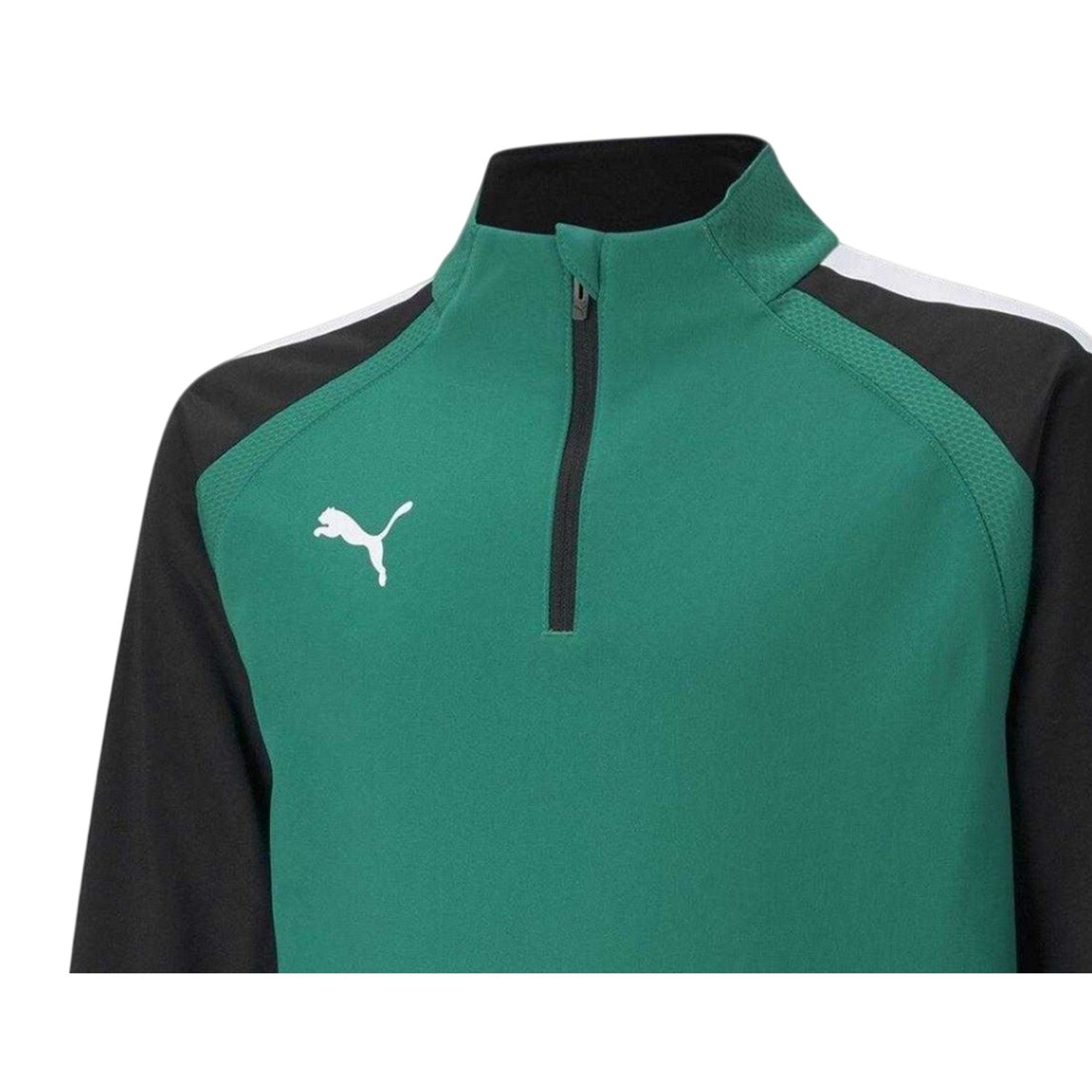 Green - Side - Puma Childrens-Kids TeamLIGA Quarter Zip Fleece Top