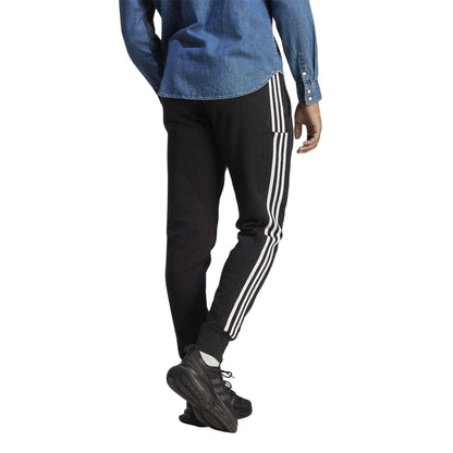 Black-White - Back - Adidas Mens French Terry 3 Stripes Joggers