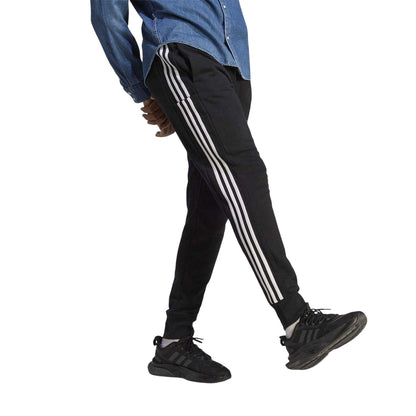 Black-White - Side - Adidas Mens French Terry 3 Stripes Joggers