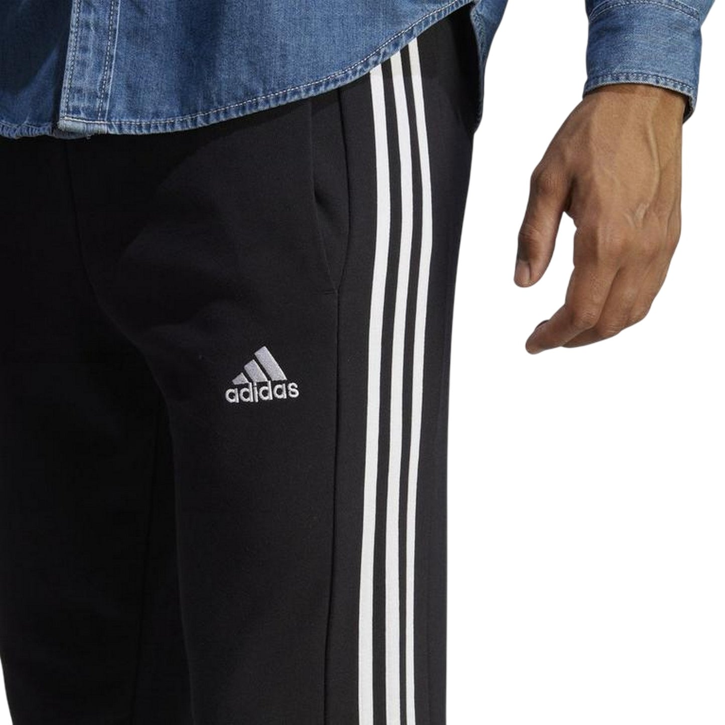 Black-White - Lifestyle - Adidas Mens French Terry 3 Stripes Joggers