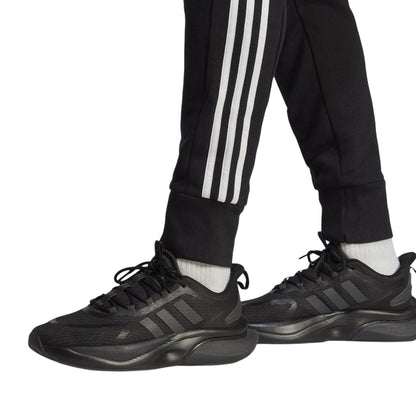 Black-White - Pack Shot - Adidas Mens French Terry 3 Stripes Joggers