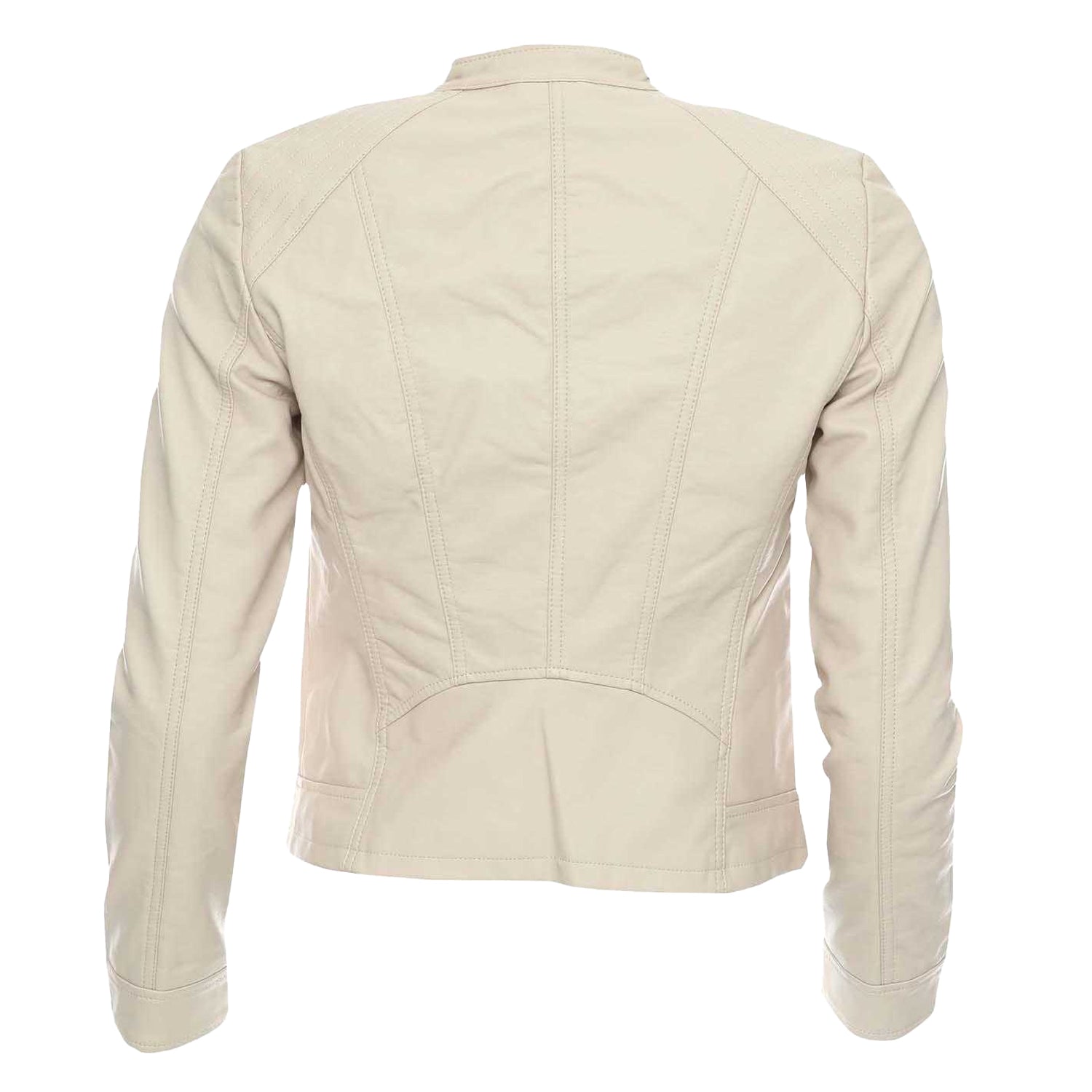 Oatmeal - Back - Vero Moda Womens-Ladies Favodona Faux Leather Jacket