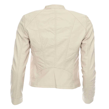 Oatmeal - Back - Vero Moda Womens-Ladies Favodona Faux Leather Jacket