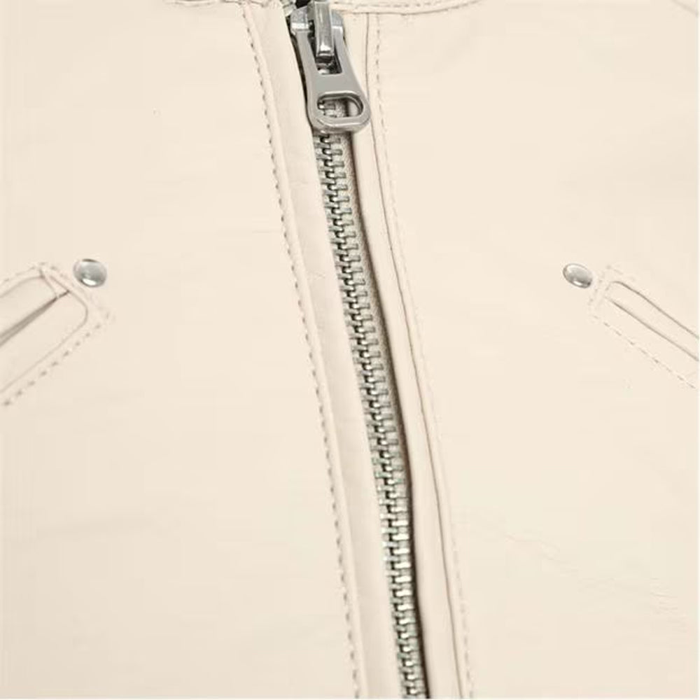 Oatmeal - Side - Vero Moda Womens-Ladies Favodona Faux Leather Jacket