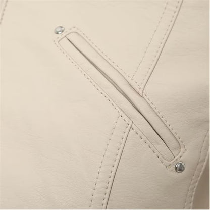 Oatmeal - Lifestyle - Vero Moda Womens-Ladies Favodona Faux Leather Jacket