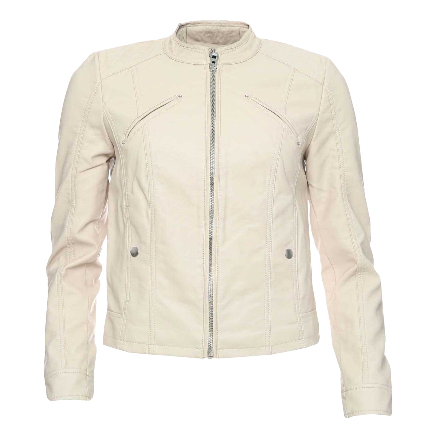 Oatmeal - Front - Vero Moda Womens-Ladies Favodona Faux Leather Jacket
