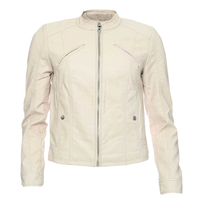 Oatmeal - Front - Vero Moda Womens-Ladies Favodona Faux Leather Jacket