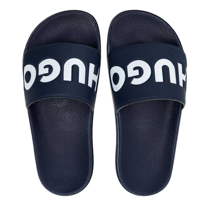 Dark Blue - Side - Hugo Mens Match It Rubber Flat Slides