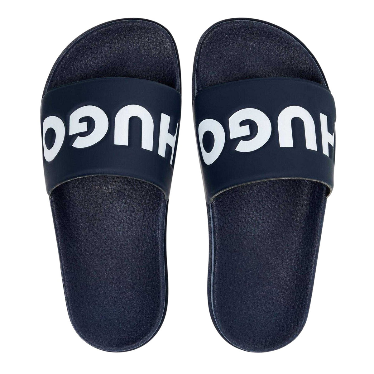 Dark Blue - Side - Hugo Mens Match It Rubber Flat Slides