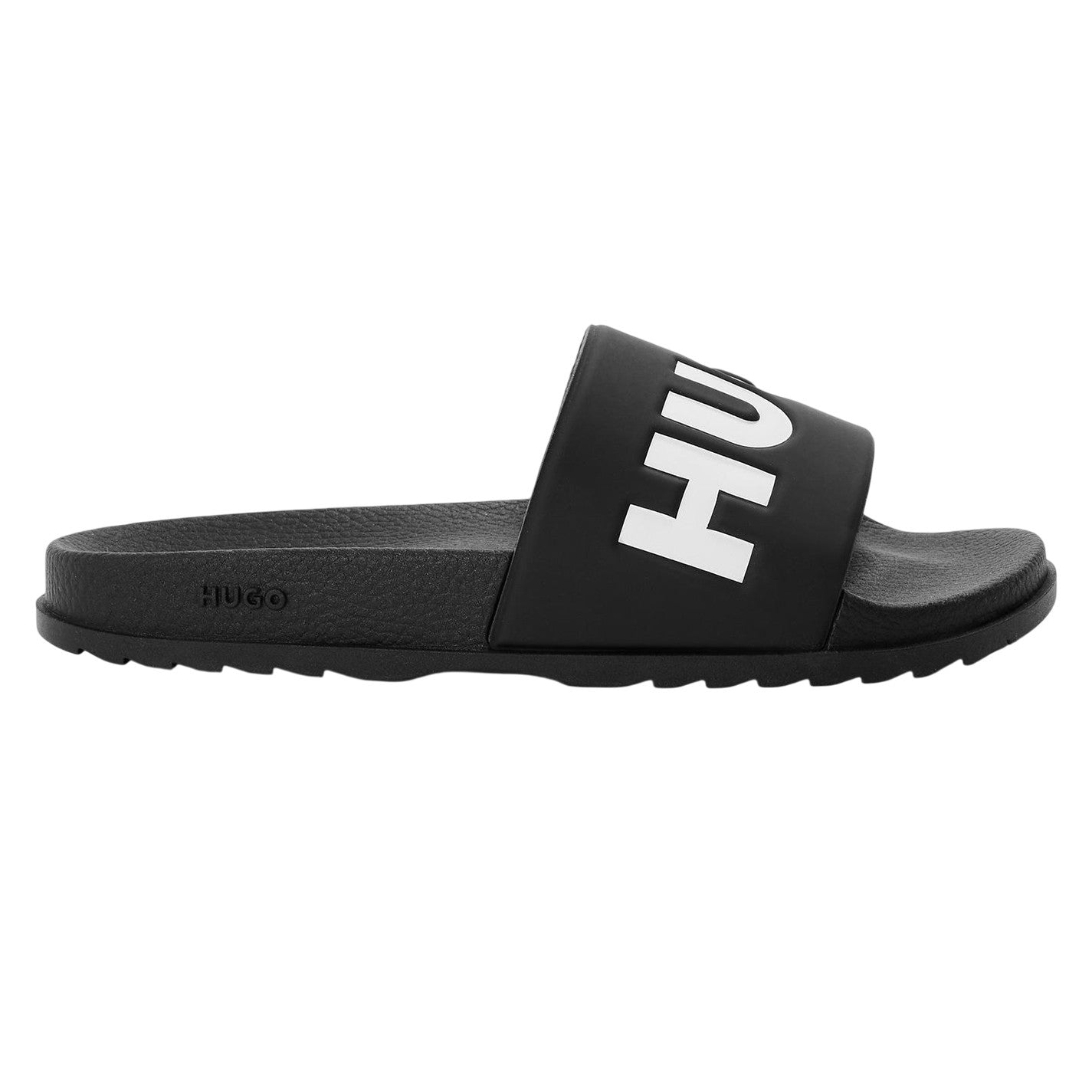 Black - Front - Hugo Mens Match It Rubber Flat Slides