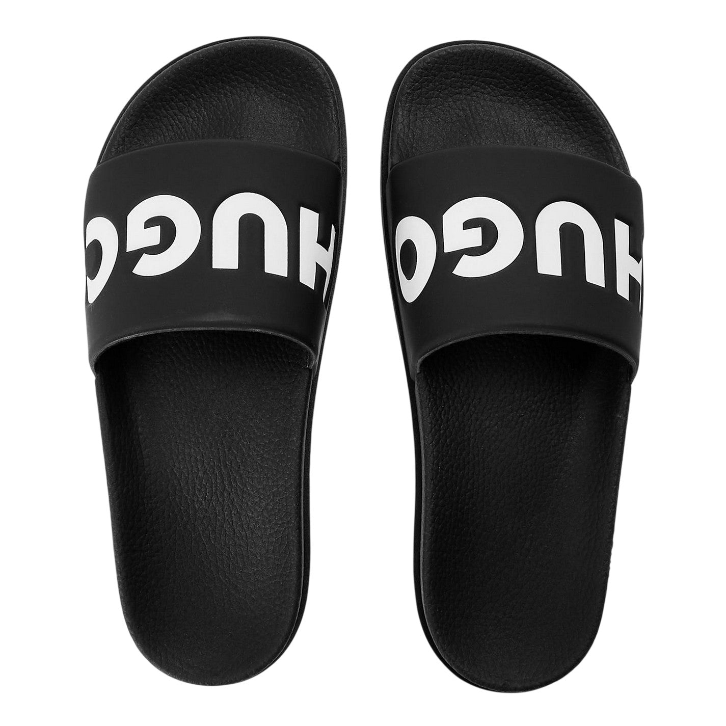 Black - Side - Hugo Mens Match It Rubber Flat Slides