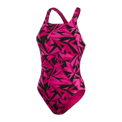 Black-Pink - Front - Speedo Womens-Ladies Hyperboom One Piece Swimsuit