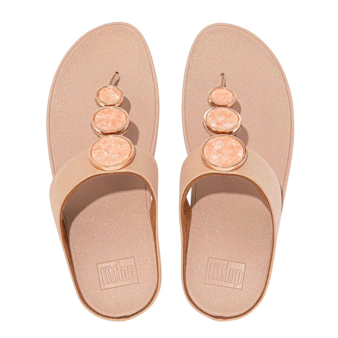 Beige - Side - FitFlop Womens-Ladies Halo Toe Post Wedge Sandals