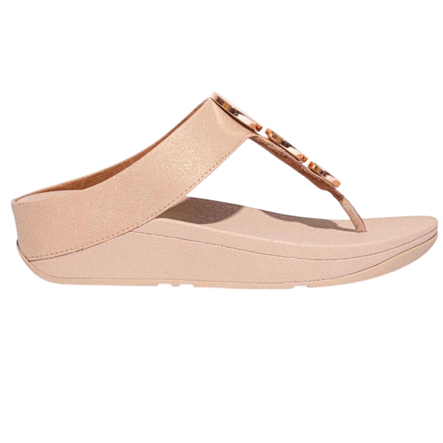 Beige - Front - FitFlop Womens-Ladies Halo Toe Post Wedge Sandals