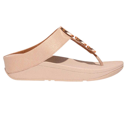 Beige - Front - FitFlop Womens-Ladies Halo Toe Post Wedge Sandals