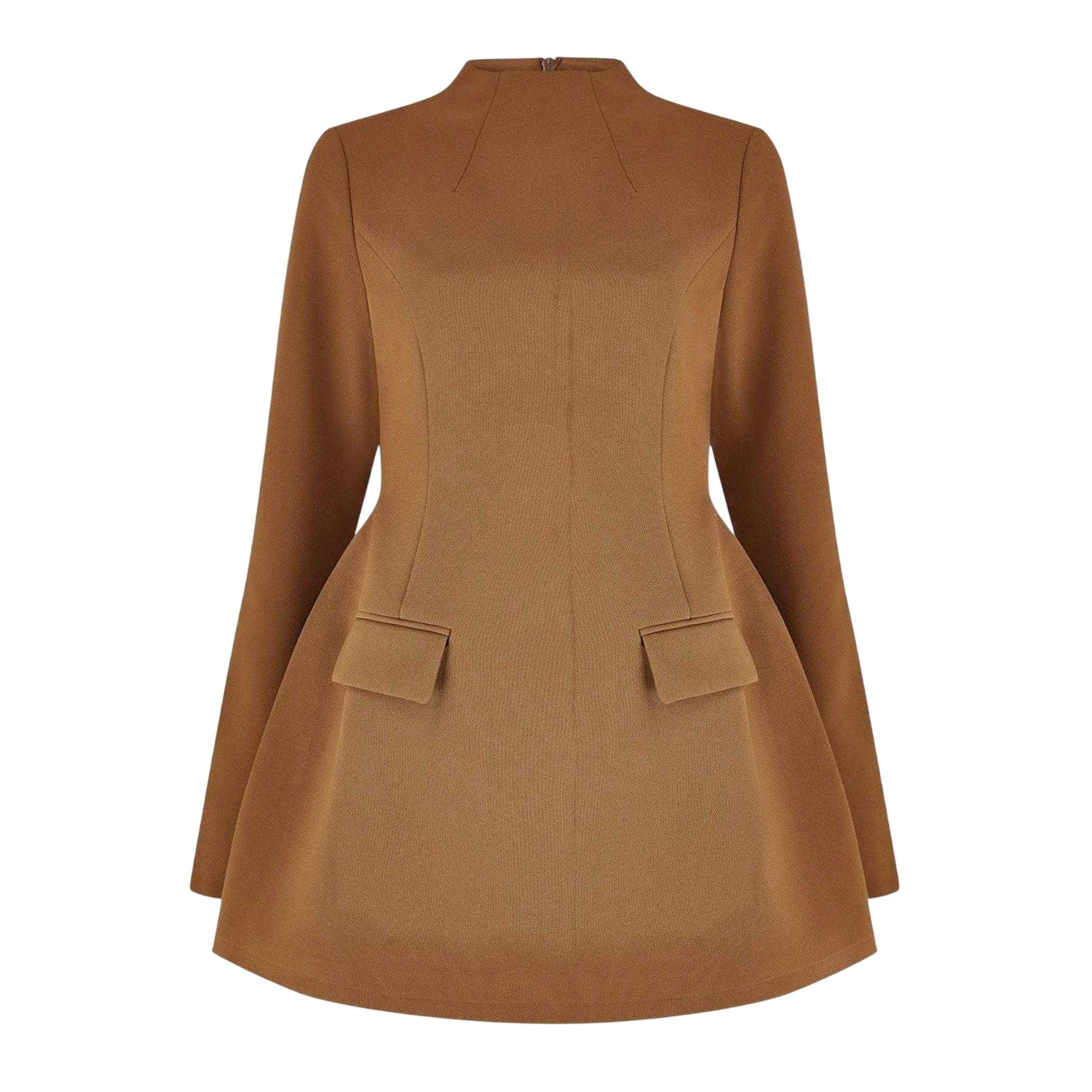 Olive - Front - Odd Muse Womens-Ladies Flared Long-Sleeved Mini Dress