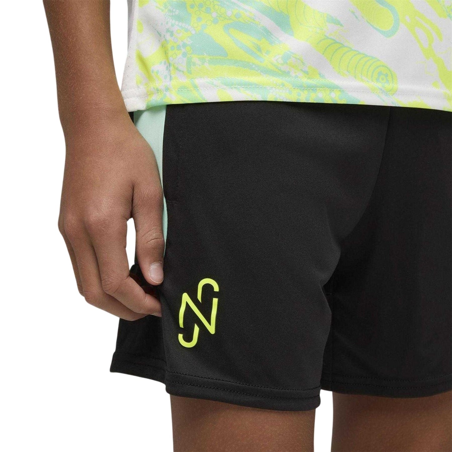 Black-Yellow - Side - Puma Childrens-Kids Neymar JR Lightweight Football Shorts