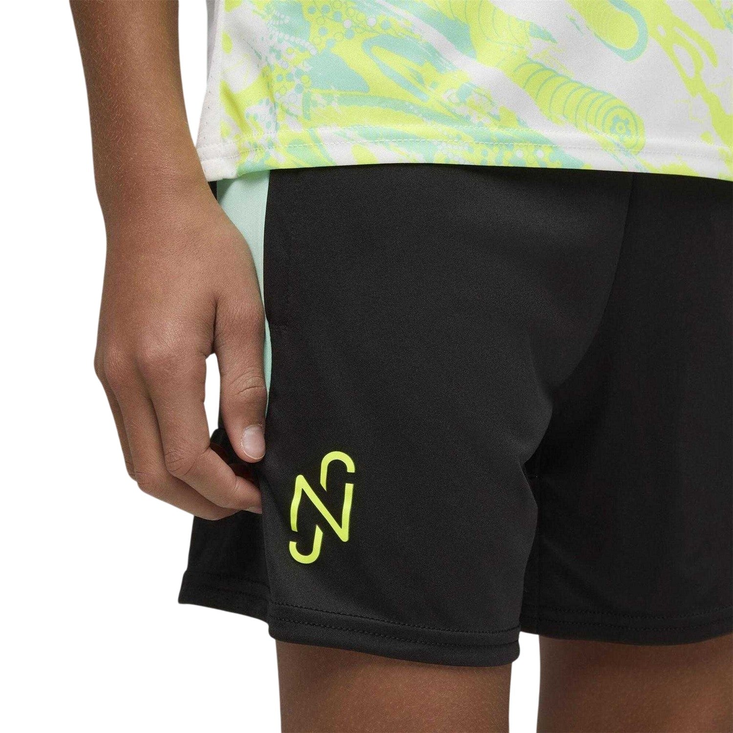 Black-Yellow - Side - Puma Childrens-Kids Neymar JR Lightweight Football Shorts