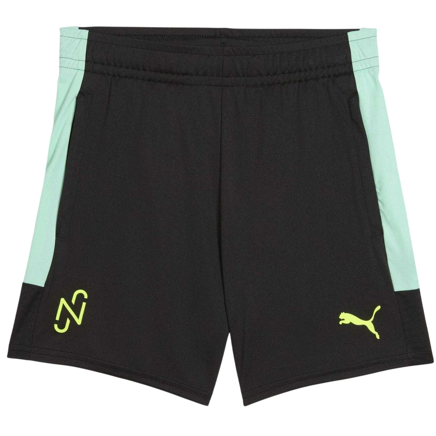 Black-Yellow - Front - Puma Childrens-Kids Neymar JR Lightweight Football Shorts