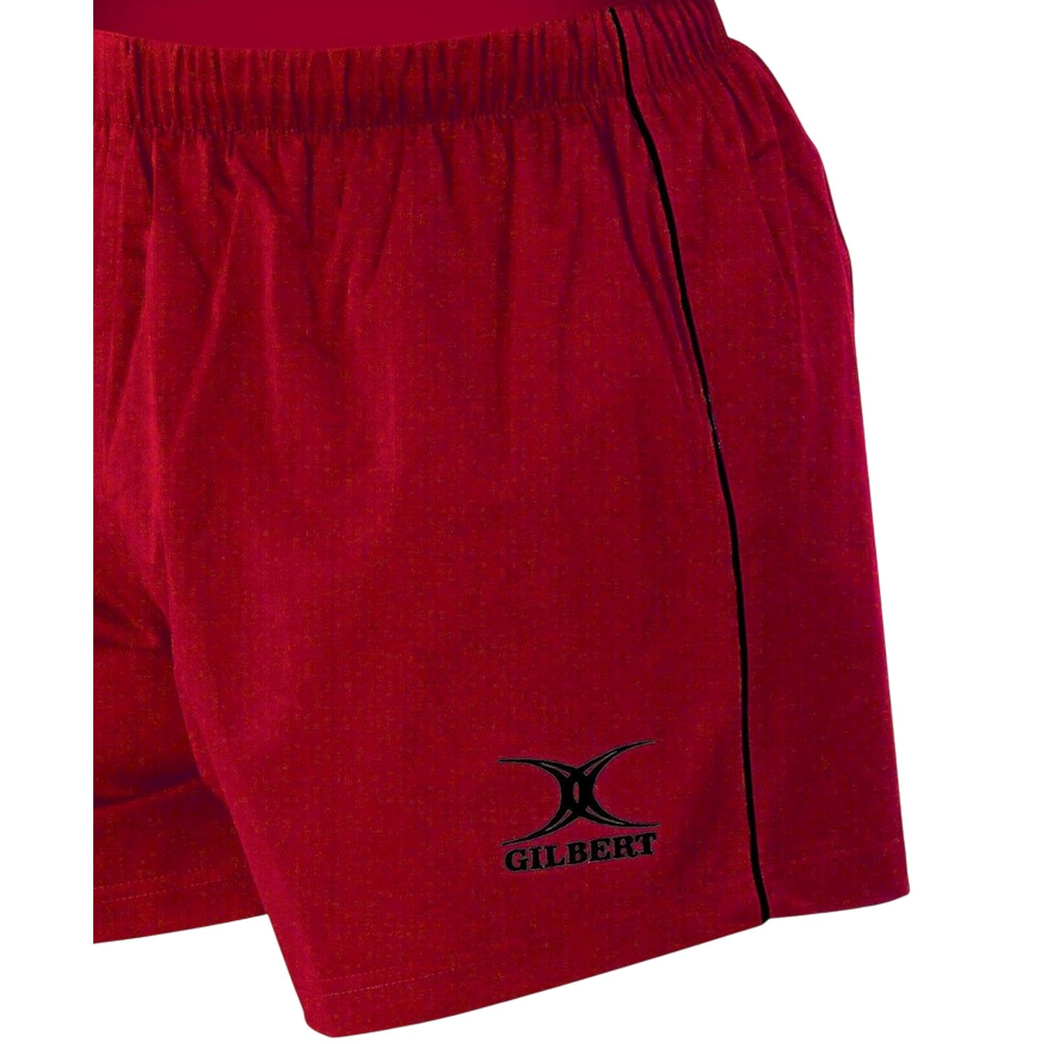 Red - Back - Gilbert Childrens-Kids Elasticated Waist Match Rugby Shorts