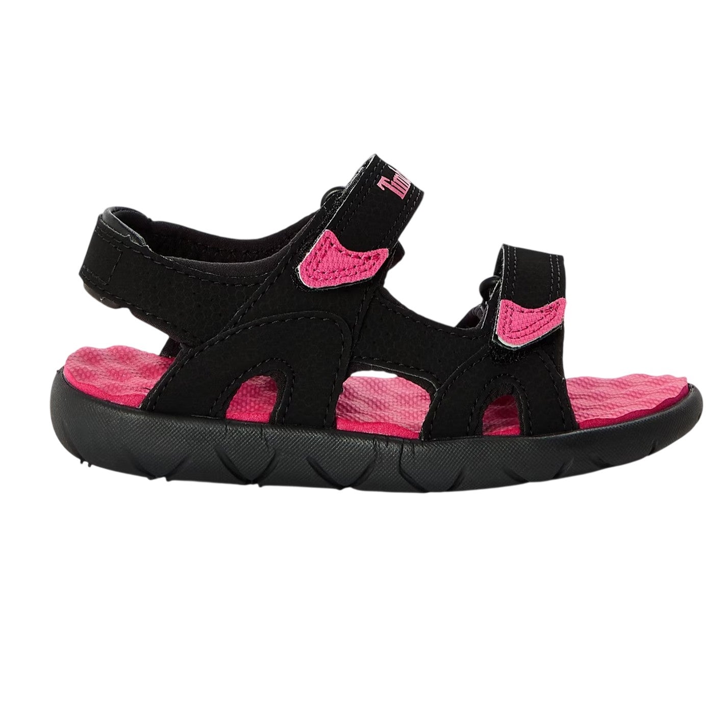 Black-Bright Pink - Front - Timberland Childrens-Kids Perkins Row Flat Sandals