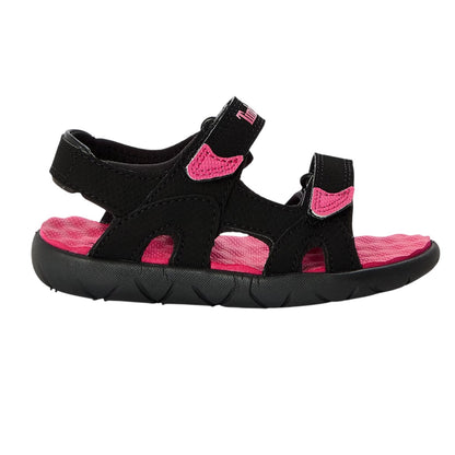 Black-Bright Pink - Front - Timberland Childrens-Kids Perkins Row Flat Sandals
