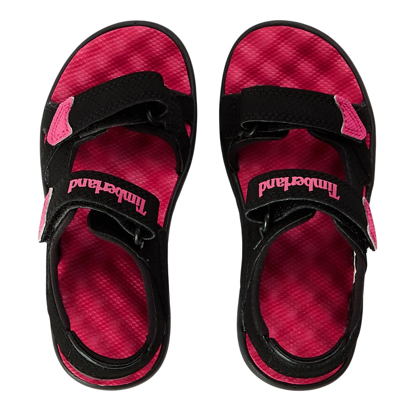 Black-Bright Pink - Side - Timberland Childrens-Kids Perkins Row Flat Sandals