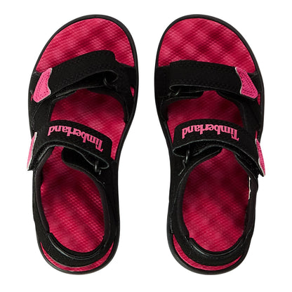 Black-Bright Pink - Side - Timberland Childrens-Kids Perkins Row Flat Sandals