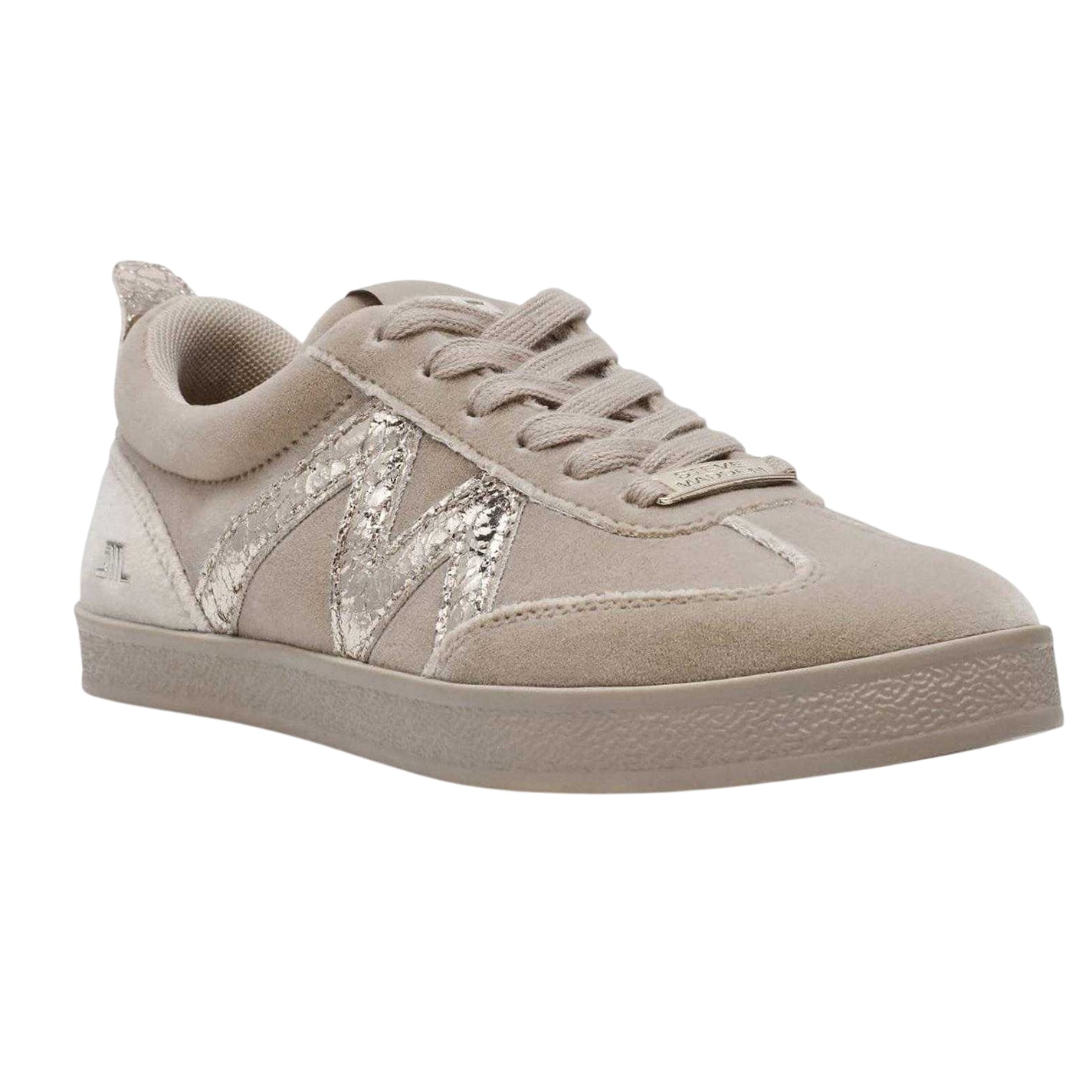 Mushroom - Side - Steve Madden Womens-Ladies Metallic Suede Trainers