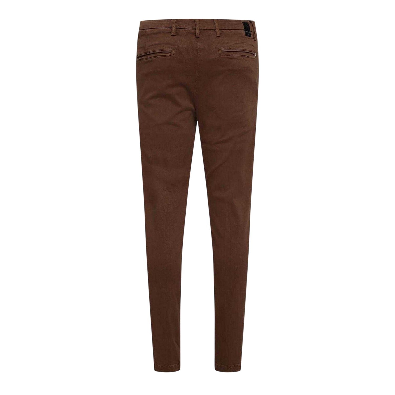 Brown - Back - Replay Mens Benni Regular Chinos