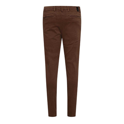 Brown - Back - Replay Mens Benni Regular Chinos