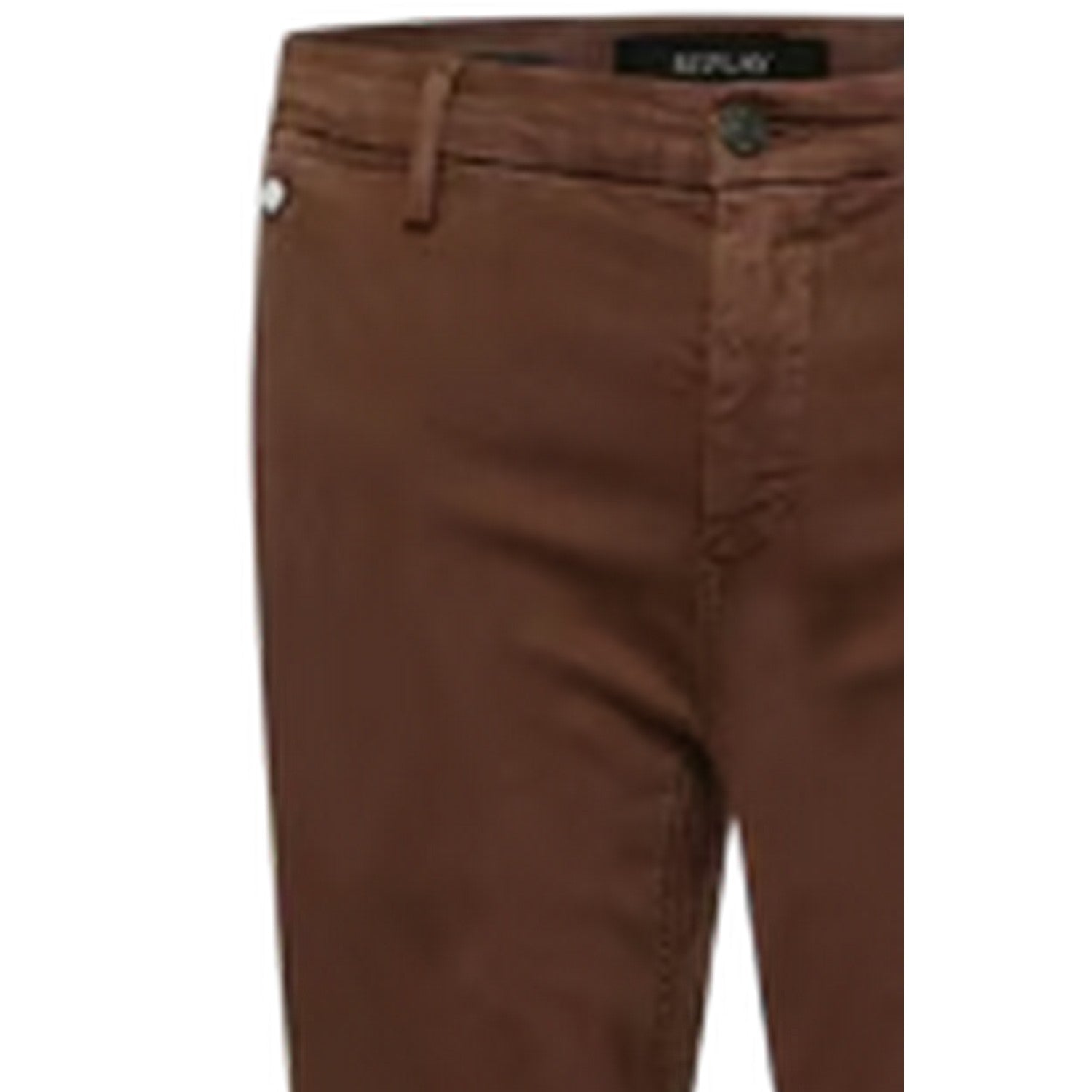 Brown - Side - Replay Mens Benni Regular Chinos