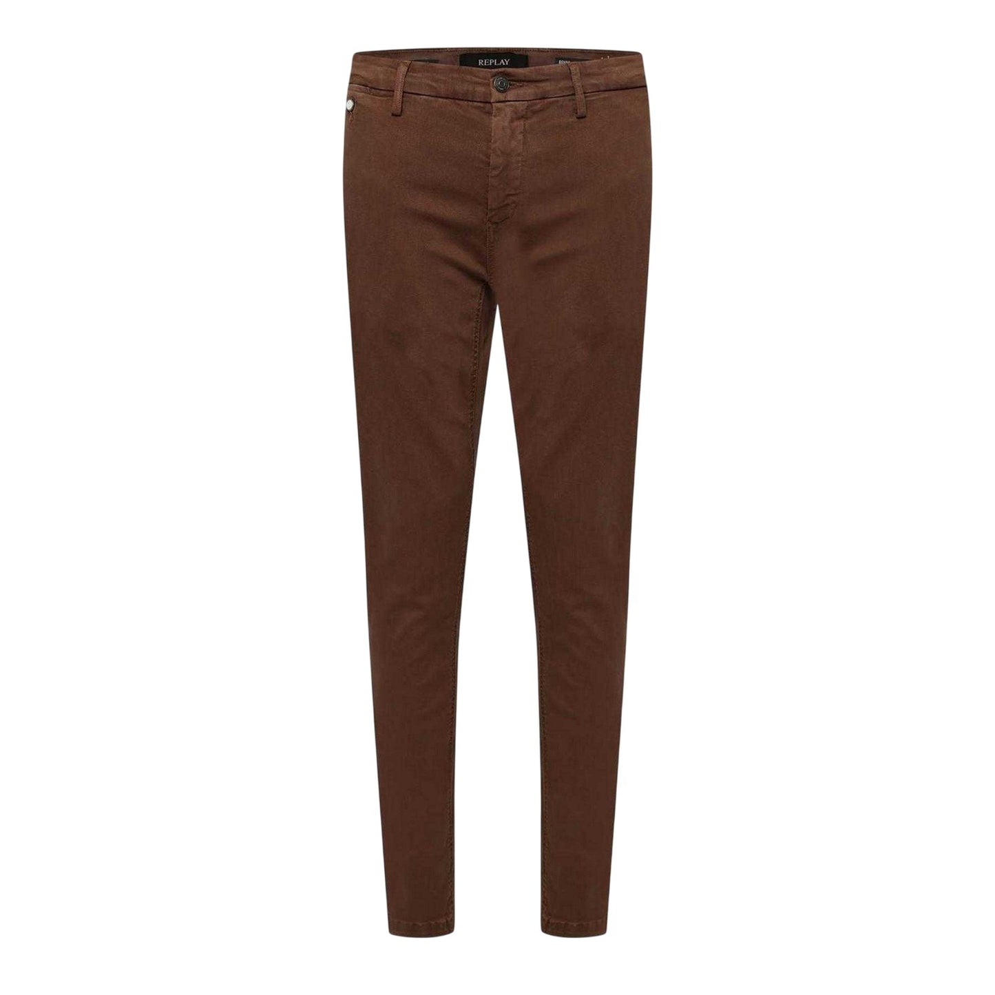 Brown - Front - Replay Mens Benni Regular Chinos