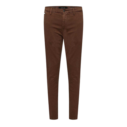 Brown - Front - Replay Mens Benni Regular Chinos