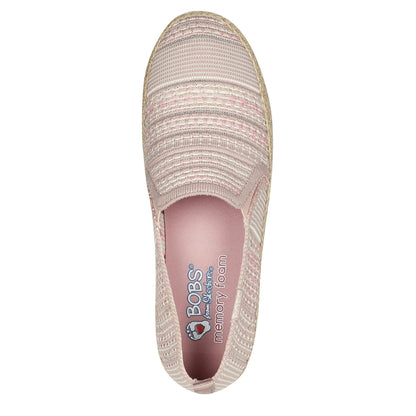 Pink - Side - Skechers Womens-Ladies Twin Gore Woven Slip-on Espadrilles