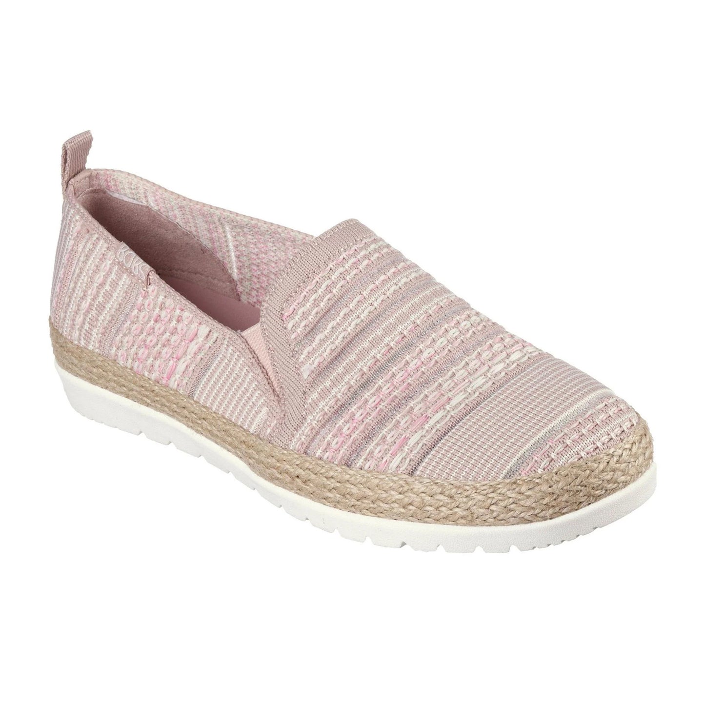 Pink - Pack Shot - Skechers Womens-Ladies Twin Gore Woven Slip-on Espadrilles