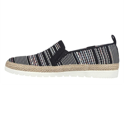 Black - Back - Skechers Womens-Ladies Twin Gore Woven Slip-on Espadrilles