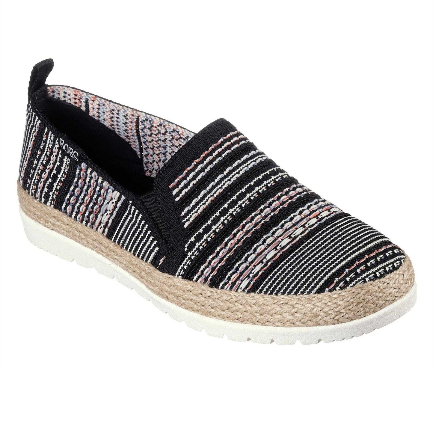 Black - Lifestyle - Skechers Womens-Ladies Twin Gore Woven Slip-on Espadrilles