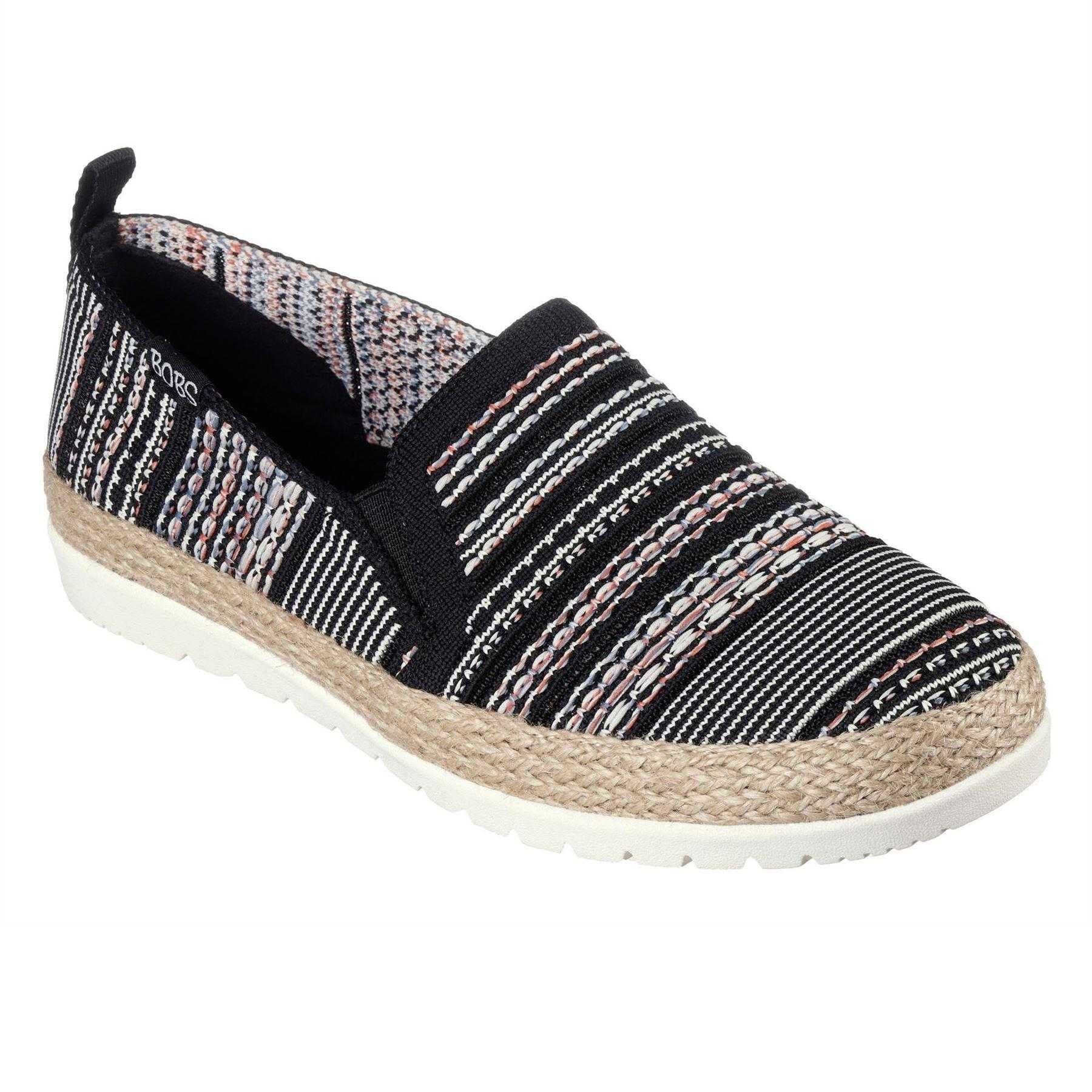 Black - Lifestyle - Skechers Womens-Ladies Twin Gore Woven Slip-on Espadrilles