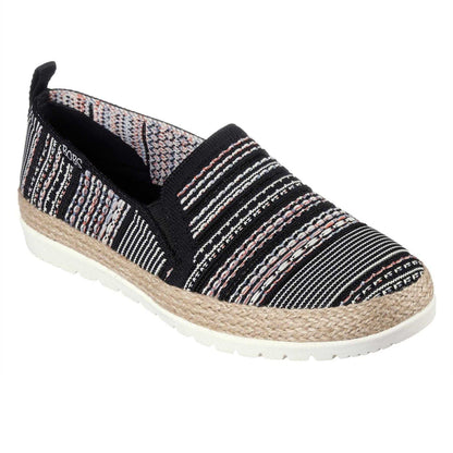 Black - Lifestyle - Skechers Womens-Ladies Twin Gore Woven Slip-on Espadrilles