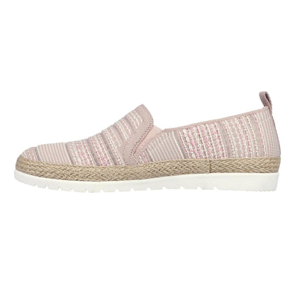Pink - Back - Skechers Womens-Ladies Twin Gore Woven Slip-on Espadrilles