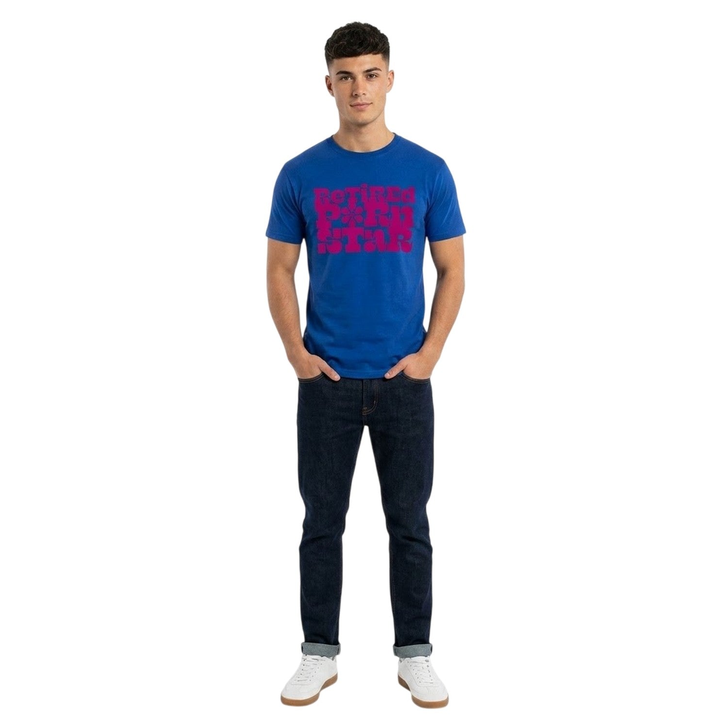 Blue - Lifestyle - AWD Mens Retired Printed Cotton T-Shirt