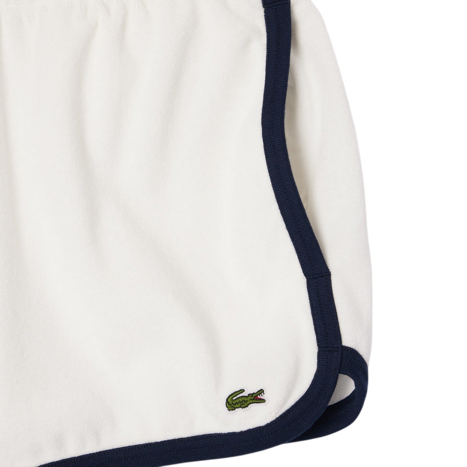Cream-Black - Side - Lacoste Womens-Ladies Terrycloth Contrast Trim Shorts
