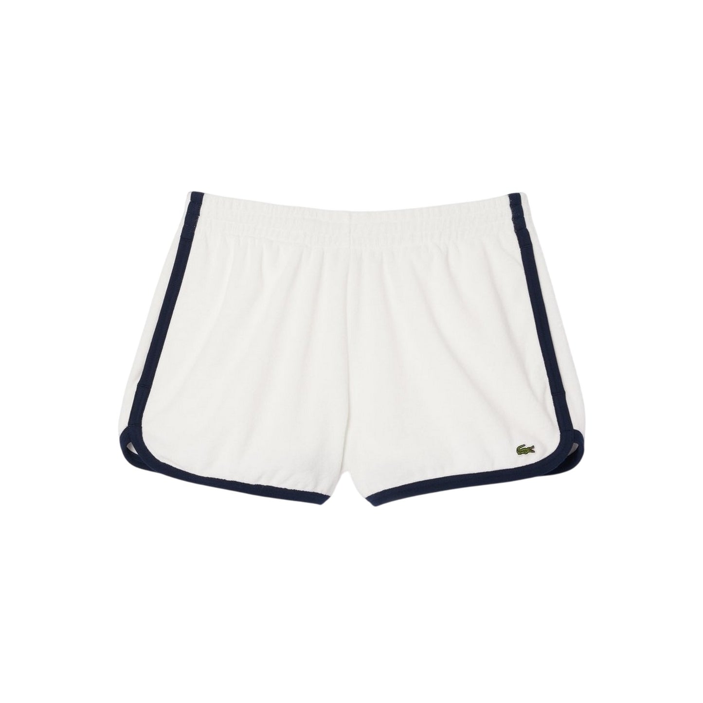 Cream-Black - Front - Lacoste Womens-Ladies Terrycloth Contrast Trim Shorts