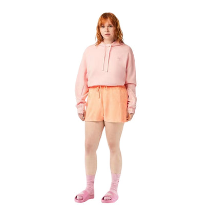 Orange - Pack Shot - Lacoste Womens-Ladies Fleece Shorts