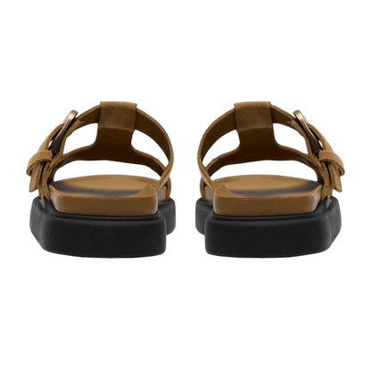 Warm Sand - Back - Clarks Womens-Ladies Aristella Suede Mules