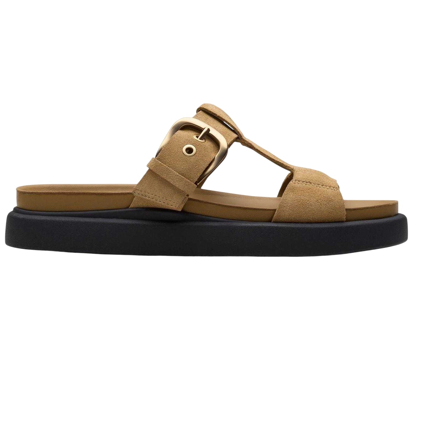 Warm Sand - Front - Clarks Womens-Ladies Aristella Suede Mules