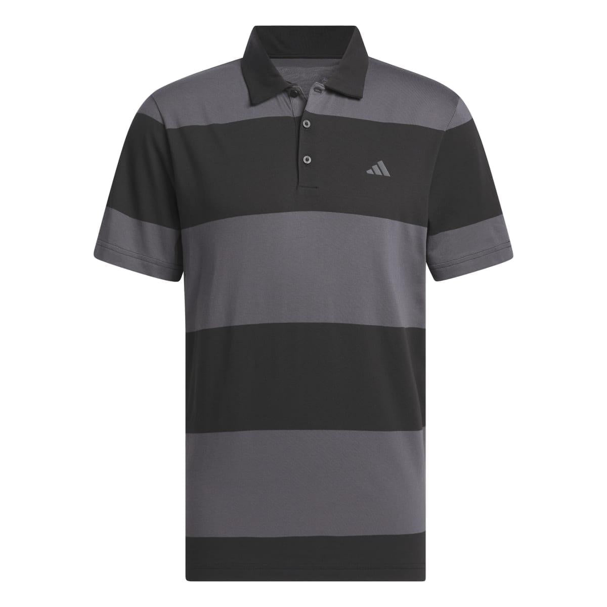 Black-Grey - Front - Adidas Mens Colour Block Stripe Rugby Polo Shirt