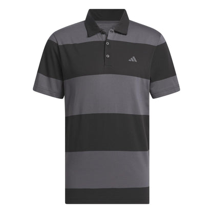 Black-Grey - Front - Adidas Mens Colour Block Stripe Rugby Polo Shirt
